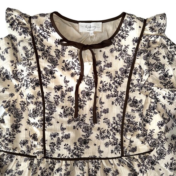 La February Toile Ruffled Babydoll Blouse - Picture 4 of 10